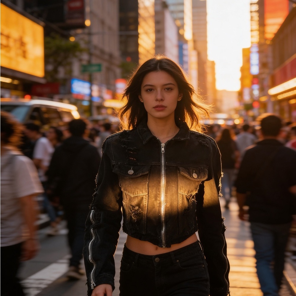 CARMAR Distressed Black Denim Moto Jacket - Picture 10 of 13